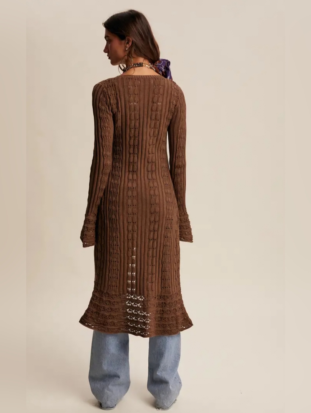 #1514 Listicle Mocha Muse Boho Duster Cardigan - Picture 6 of 10